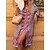 cheap Boho Dresses-Women&#039;s Casual Dress Floral Shift Dress Print Dress Split Neck Button Split Midi Dress Daily Holiday Fashion Classic Regular Fit 3/4 Length Sleeve Pink Green Dark Blue Fall Winter S M L XL XXL