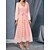 cheap Casual Dresses-Women&#039;s Casual Dress Lace Dress Swing Dress Lace up Lace Long Dress Maxi Dress Fashion Elegant Daily Holiday Date Long Sleeve V Neck Loose Fit 2023 Pink Dark Blue Color M L XL XXL 3XL Size