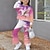 olcso lány 3D szettek-Lány 3D Rajzfilm Egyszarvú Készlet Pulóver és csengő alsó Hosszú ujj 3D nyomtatás Ősz Tél Aktív Divat Napi Poliészter Gyerekek 3-12 év Szabadtéri Randi Vakáció Normál