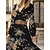 cheap Casual Dresses-Women&#039;s Casual Dress Floral Swing Dress A Line Dress V Neck Ruffle Print Midi Dress Outdoor Street Fashion Streetwear Loose Fit Long Sleeve Black White Fall Winter S M L XL XXL