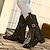 Χαμηλού Κόστους Καουμπόη και δυτικές μπότες-Γυναικεία Μπότες Μπότες καουμπόι δυτικές Παπούτσια σουέτ Μπότες Slouchy ΕΞΩΤΕΡΙΚΟΥ ΧΩΡΟΥ Καθημερινά Συμπαγές Χρώμα Μπότες Mid Calf Χειμώνας Φούντα Αποκλείστε τη φτέρνα Στρογγυλή Μύτη Κομψό Βίντατζ