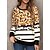 cheap Hoodies &amp; Sweatshirts-Women&#039;s Sweatshirt Pullover Active Sportswear Yellow Leopard Striped Casual Sports Round Neck Top Long Sleeve Fall &amp; Winter Micro-elastic