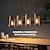 cheap Candle-Style Design-Kitchen Island Lighting, 4 - Light Dining Room Farmhouse Pendant Light, Black Modern Pendant Light, Pool Table Lamp, Wood and Matte Black Metal Finish (4 Heads, Wood) 110-240V