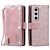 Χαμηλού Κόστους Samsung Θήκη-τηλέφωνο tok Για Samsung Galaxy Z Fold 5 Z Fold 4 Z Fold 3 Θήκη κάρτας πορτοφολιού Φερμουάρ Προστατευτικό για όλο το σώμα με λουράκι καρπού Συμπαγές Χρώμα PU δέρμα