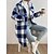 cheap Coats &amp; Jackets-Women&#039;s Coat Outdoor Going out Casual Daily Waterproof Warm Single Breasted Button Print Daily Outdoor Casual Turndown Loose Fit Plaid Outerwear Fall Winter Long Sleeve Black and white grid Apricot