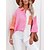 cheap Blouses &amp; Shirts-Women&#039;s Shirt Blouse Cotton Pink Blue Orange Button Pocket Color Block Casual Long Sleeve Shirt Collar Daily Regular Fit Spring &amp;  Fall