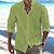 cheap Cotton Linen Shirt-Men&#039;s Shirt Linen Shirt Button Up Shirt Summer Shirt Beach Shirt Black White Pink Long Sleeve Plain Band Collar Spring &amp; Summer Casual Daily Clothing Apparel