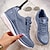 cheap Women&#039;s Sneakers-Women&#039;s Sneakers Plus Size Height Increasing Shoes Platform Sneakers Outdoor Daily Color Block Summer Platform Wedge Heel Round Toe Fashion Sporty Casual Walking Faux Leather Lace-up Dark Grey Blue