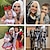 voordelige Pruiken van filmkarakters-Monochrome Mode Schurk Zwart Witte Split Bob Wig Set Cosplay Halloween Wig