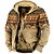 cheap Men&#039;s Hoodies-Graphic Tribal Daily Classic Casual 3D Print Men&#039;s Holiday Vacation Going out Hoodie Jacket Fleece Jacket Outerwear Hoodies Light Brown Blue Brown Hooded Long Sleeve Winter Fleece Designer