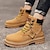 cheap Work Boots-Men&#039;s Boots Work Boots Walking Casual Daily Leather Comfortable Booties / Ankle Boots Loafer Black Yellow Spring Fall