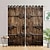 cheap Curtains &amp; Drapes-Blackout Curtain Drapes Farmhouse Grommet/Eyelet Barn Wood Door Curtain Panels For Living Room Bedroom Door Kitchen Window Treatments Thermal Insulated Room Darkening