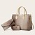 cheap Handbag &amp; Totes-Women&#039;s Handbag Bag Set Shoulder Bag PU Leather Office Holiday Zipper Large Capacity Waterproof Durable Solid Color Light Brown Black Beige