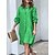 cheap Casual Dresses-Women&#039;s Shirt Dress Casual Dress Winter Dress Ruched Button Midi Dress Fashion Modern Outdoor Work Street Long Sleeve Shirt Collar Loose Fit 2023 Green Color S M L XL Size