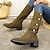 cheap Shoes &amp; Bags-Women&#039;s Boots Outdoor Daily Plus Size Riding Boots Winter Knee High Boots Button Pointed Toe Block Heel Chunky Heel Vintage Classic Casual Loafer Faux Suede Solid Color Black Green Khaki