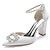 cheap Wedding Shoes-Women&#039;s Wedding Shoes Pumps Valentines Gifts Bling Bling Party Wedding Heels Bridal Shoes Bridesmaid Shoes Rhinestone Chunky Heel Pointed Toe Elegant Fashion Satin Ankle Strap Wine Black White