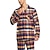 billiga Pyjamas-Herr Vardagsklädsel Sovkläder Pyjamas set Pyjamastopp och byxa 2 delar Rutig Stylish Ledigt Komfort Hem Dagligen Bomull Komfort Kavajslag Långärmad Skjorta Byxa Snörning Elastisk midja Vår Höst Gul