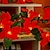preiswerte LED Lichterketten-2 m lange Weihnachtsstern-Girlande mit 10 LEDs, funkelnden Sternen, roten Beeren und Stechpalmenblättern, künstliche Blumen-Weihnachtslichterkette, batteriebetrieben