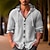 cheap Long Sleeves-Stripe Geometry Casual Shirt Linen Shirt Men&#039;s Fall &amp; Winter Outdoor Street Casual Daily Long Sleeve Hoodie Apricot Gray S M L Linen Shirt