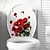 رخيصةأون ملصقات الحائط-ملصق غطاء المرحاض بنمط وردة حمراء رومانسية - ملصق ديكور للحمام ذاتي اللصق لتغطية المرحاض الإبداعية وإكسسوارات الحمام