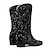 voordelige Cowboy &amp; Western Boots-Dames Laarzen Cowboy westernlaarzen Metalen laarzen Glitter kristal pailletten juwelen Buiten Werk Dagelijks Halfhoge laarzen Winter Pailletten Blok hiel Blokhak Gepuntte Teen Elegant Modieus Klassiek