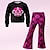 cheap Girl&#039;s 3D Sets-Girls&#039; 3D Floral Set Sweatshirt &amp; Bell bottom Letter Long Sleeve 3D Print Fall Winter Active Fashion Daily Polyester Kids 3-12 Years Crew Neck Outdoor Date Vacation Regular Fit