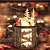 cheap Advent Calendar-Christmas Advent Calendar, LED Revolving Music Box Advent Calendar Decorated with Christmas Tree Reindeer House LED Lights, Lighted Wooden Carved 24 Day Countdown to Christmas Calendar, 24 Storage Dra