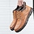 baratos Sapatos para Homem feitos à mão-Homens Botas Retro Botas de caminhada sapatos feitos à mão Caminhada Casual Diário Couro Confortável Botas / Botins Mocassim Preto Amarelo Cáqui Primavera Outono