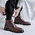 cheap Dress Boots-Men&#039;s Boots Brogue Dress Shoes Wingtip Shoes Vintage Business Casual Outdoor Leather Height Increasing Comfortable Wear Resistance Booties / Ankle Boots Lace-up Black Brown Fall Winter