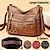 cheap Crossbody Bags-Women&#039;s Crossbody Bag Shoulder Bag Hobo Bag PU Leather Outdoor Daily Holiday Rivet Buttons Zipper Large Capacity Waterproof Lightweight Solid Color Black Red Brown