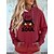 cheap Hoodies &amp; Sweatshirts-Women&#039;s Pullover Casual Pocket Drawstring Red Blue Khaki Graphic Geometric Casual Hoodie Long Sleeve Fall &amp; Winter Micro-elastic