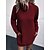 cheap Spring&amp;Autumn Dress-Women&#039;s Casual Dress Sweater Dress Sheath Dress Fashion Mini Dress Outdoor Daily Vacation Going out Pure Color Long Sleeve Turtleneck 2023 Pocket Loose Fit Black Wine Green S M L XL