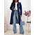 cheap Coats &amp; Trench Coats-Women&#039;s Denim Jacket Trench Coat Fall Winter Street Daily Wear Vacation Long Coat Windproof Breathable Regular Fit Vintage Style Casual Daily Street Style Jacket Long Sleeve with Pockets Pure Color