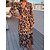 cheap Design Dress-Women&#039;s Casual Dress Leopard Swing Dress Wrap Dress V Neck Lace up Print Long Dress Maxi Dress Outdoor Daily Fashion Modern Loose Fit Long Sleeve Brown Fall S M L XL XXL