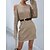 cheap Spring&amp;Autumn Dress-Women&#039;s Casual Dress Sweater Dress Plain Dress Ribbed Mini Dress Fashion Streetwear Daily Going out Weekend Long Sleeve Off Shoulder Loose Fit 2023 Khaki Color S M L Size