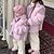 preiswerte Oberbekleidung-kinderkleidung Mädchen Faux-Pelz-Mantel Feste Farbe Modisch Formal Mantel Oberbekleidung 2-12 Jahre Frühling Schwarz Weiß Rosa