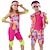 billige Børnekostumer-rulleskøjtetøj dukke y2k cowgirl jakkesæt jumpsuit kjole hot pink piger drenge familie cosplay kostume halloween karneval maskerade