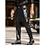 お買い得  カジュアルパンツ-男性用 ズボン フェイクレザーパンツ カジュアルパンツ フロントポケット 平織り 履き心地よい パーティー 日常 祝日 ファッション 輝き シルバー ブラック