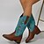 cheap Shoes &amp; Bags-Women&#039;s Boots Outdoor Work Cowboy Boots Plus Size Platform Sneakers Winter Mid Calf Boots Zipper Pointed Toe Block Heel Chunky Heel Walking Vintage Fashion Luxurious Loafer PU Embroidered Green
