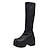 cheap Platform Boots-Women&#039;s Boots Platform Boots Plus Size Outdoor Daily Solid Color Knee High Boots Winter Platform Chunky Heel Round Toe Gothic Casual Minimalism PU Loafer Black White Pink