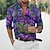 billiga grafiska skjortor för män-Herr Skjorta Grafisk skjorta Blommig Nedvikt Vit Gul Ljuslila Purpur 3D-tryck Dagligen Helgdag Långärmad 3D-utskrift Button-Down Kläder Mode Designer Ledigt Andningsfunktion
