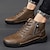 cheap Men&#039;s Handmade Shoes-Men&#039;s Boots Retro Handmade Shoes Fur Trim Fleece lined Hiking Vintage British Daily Office &amp; Career Leather Warm Slip Resistant Mid-Calf Boots Lace-up Light Brown Black Khaki Fall Winter