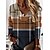 cheap Hoodies &amp; Sweatshirts-Women&#039;s Sweatshirt Pullover Active Khaki Plaid Casual Sports V Neck Top Long Sleeve Spring &amp;  Fall Micro-elastic