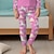 ieftine Pijamale 3D pentru fete-Fete 3D Inorog Set pijama Roz Manșon Lung Tipărire 3D Toamnă Iarnă Activ Modă Drăguţ Poliester Copii 3-12 ani Stil Nautic Casă Casual Interior Fit regulat
