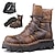 cheap Biker Boots-Men&#039;s Women Boots Biker boots Motorcycle Boots Work Boots Handmade Shoes Hiking Walking Vintage Casual Outdoor Daily Leather Cowhide Warm Height Increasing Comfortable Booties / Ankle Boots Lace-up