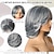 tanie starsza peruka-krótka szara peruka z grzywką kurtynową warstwowe srebrnoszare peruki dla kobiet bob warstwowe peruki fryzura pixie warstwowa peruka włosy peruki z włosów syntetycznych