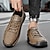billiga Handgjorda skor för män-Herr Oxfordskor Kontor / Business Handgjorda skor Promenad Ledigt Dagligen Läder Bekväm Korta stövlar / ankelstövlar Loafers Svart Kaki Vår Höst
