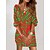 cheap Casual Dresses-Women&#039;s Casual Dress Abstract Print Dress V Neck Print Mini Dress Outdoor Daily Fashion Streetwear Loose Fit 3/4 Length Sleeve Neon Pink Purple Green Fall S M L XL XXL