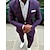 cheap Men&#039;s Blazers &amp; Suits-Men&#039;s Set Suits Blazer 2 Piece Business Cocktail Party Wedding Party Spring &amp;  Fall Fashion Casual Plaid / Check Polyester Casual / Daily Pocket Single Breasted Blazer Purple