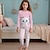 billige Piger 3D pyjamas-Pige 3D Kat Pyjamas Sæt Pink Langærmet 3D-udskrivning Efterår Vinter Aktiv Mode Sød Stil Polyester Børn 3-12 år Rund hals Hjem Afslappet Indendørs Regulær